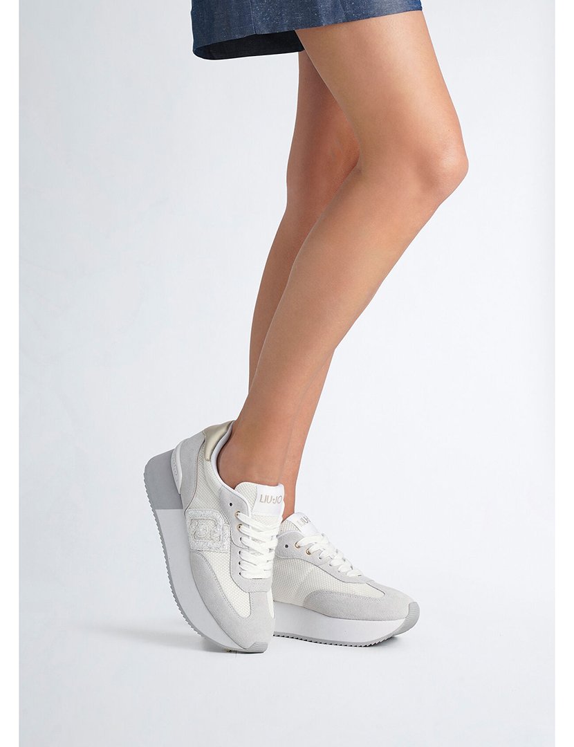 Ténis Senhora Branco e Dourado