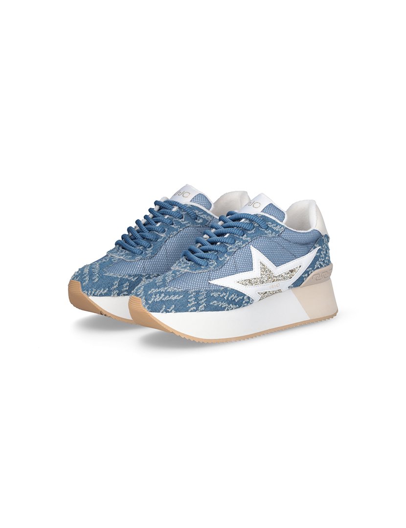 Ténis Senhora Azul e Dourado