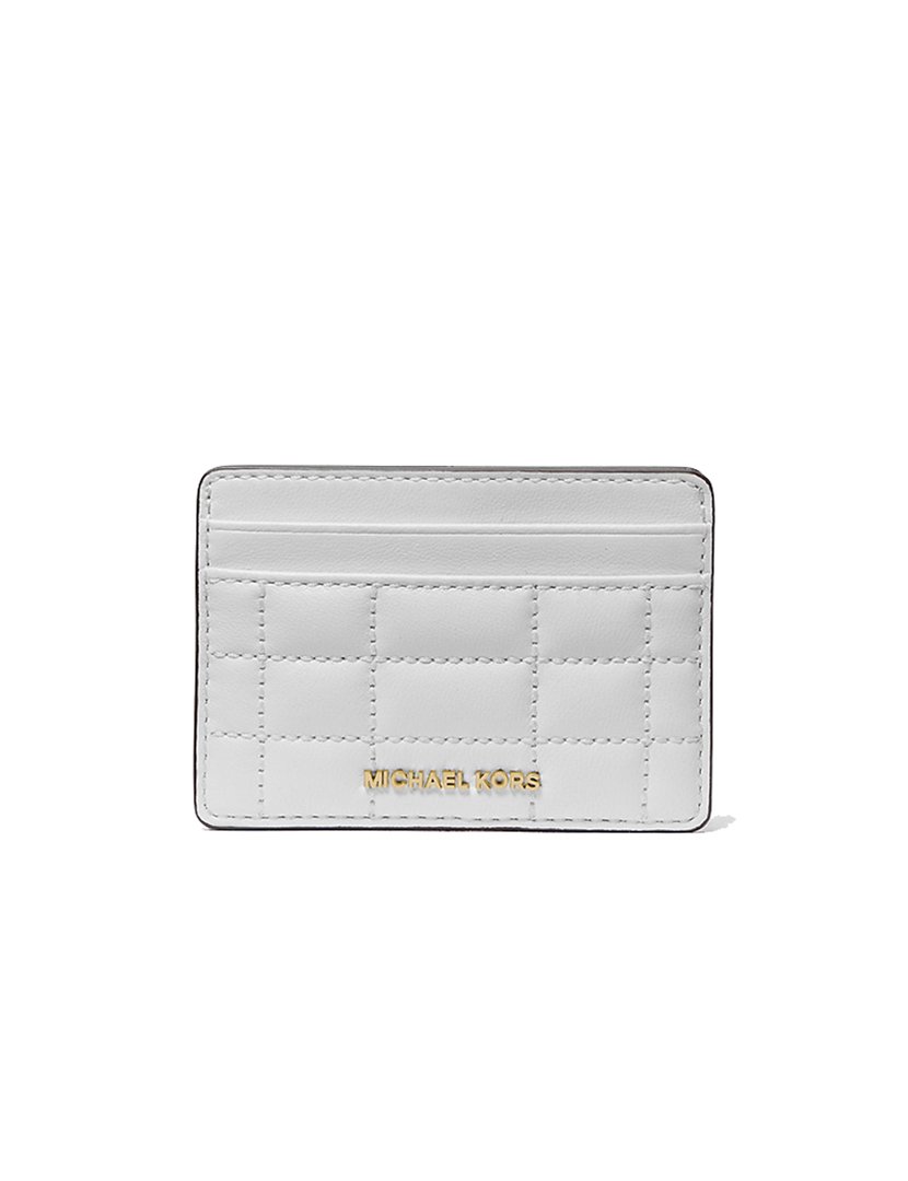 Pebbled Leather Card Case Optic-White