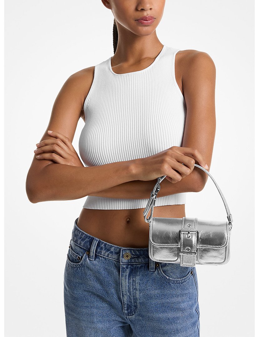 Colby Extra-Small Metallic Shoulder Bag Silver