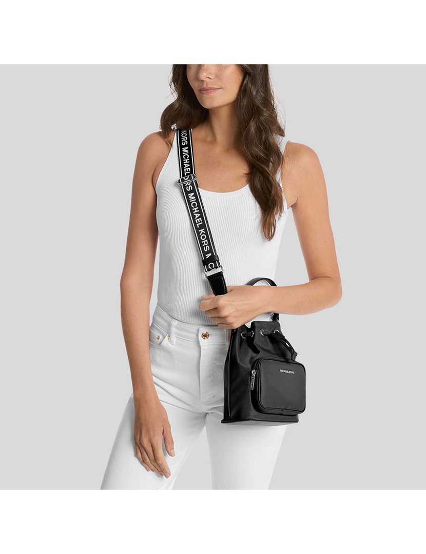 Khai Small Nylon Bucket Bag Black