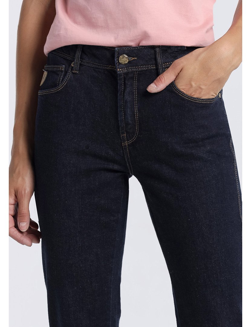 Calças Straight Fit Senhora Azul