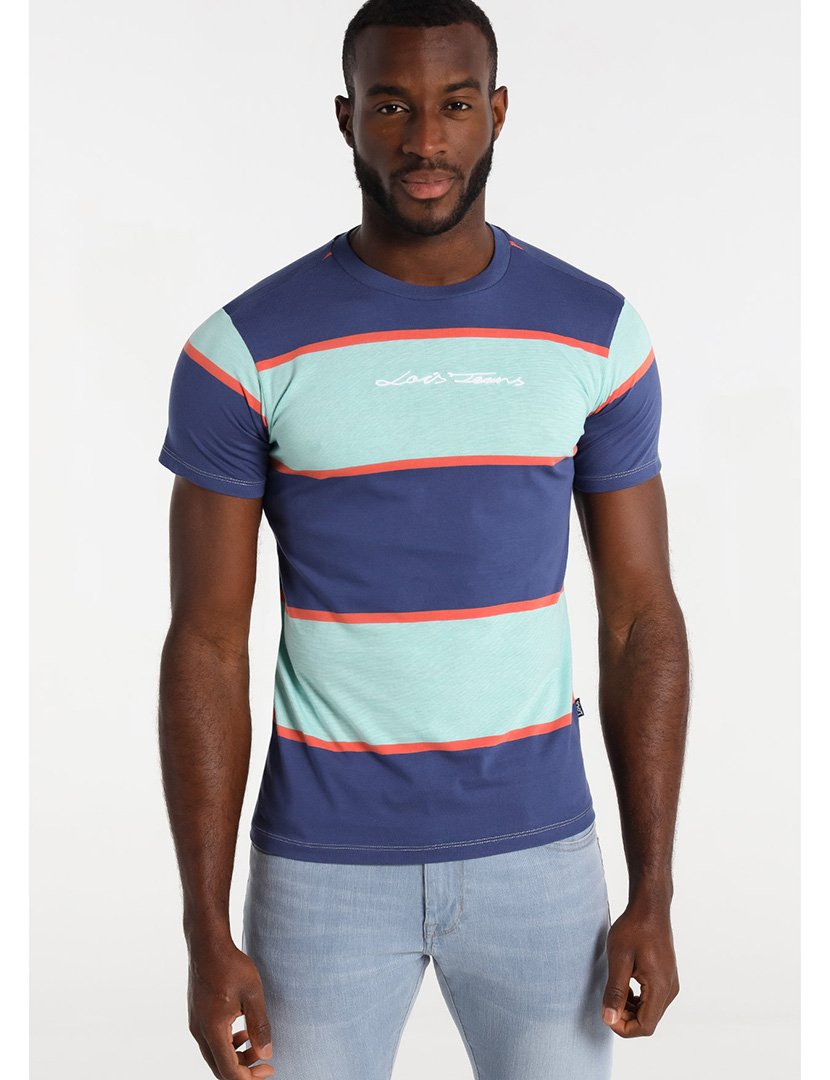 T-Shirt Homem com Listras Multicolorido