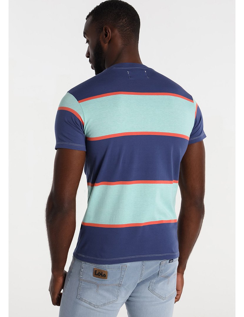 T-Shirt Homem com Listras Multicolorido