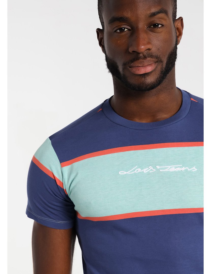 T-Shirt Homem com Listras Multicolorido