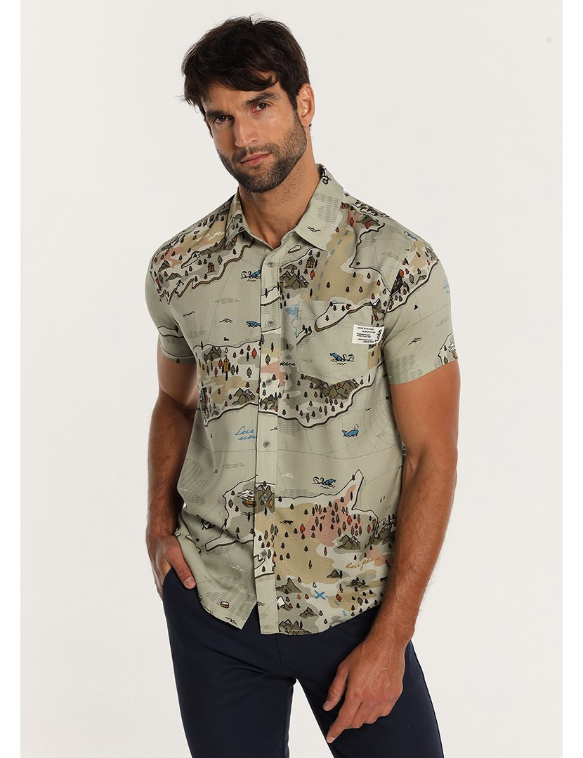 Camisa Homem com Estampado Verde