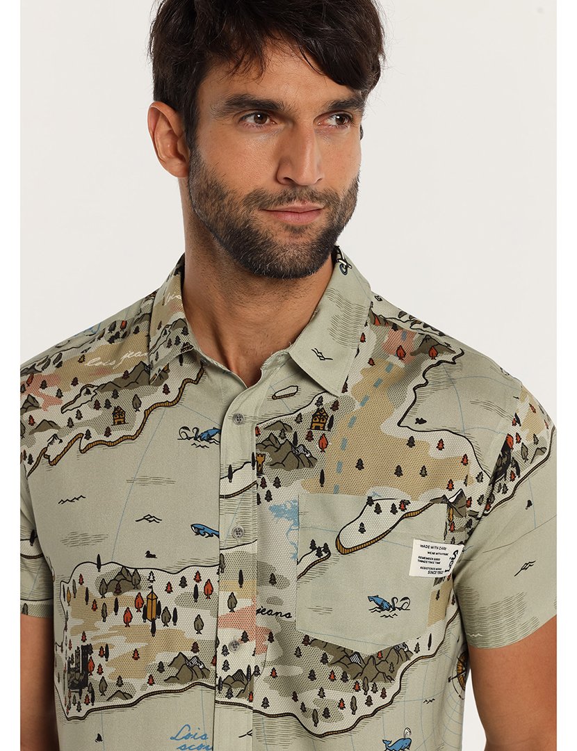 Camisa Homem com Estampado Verde