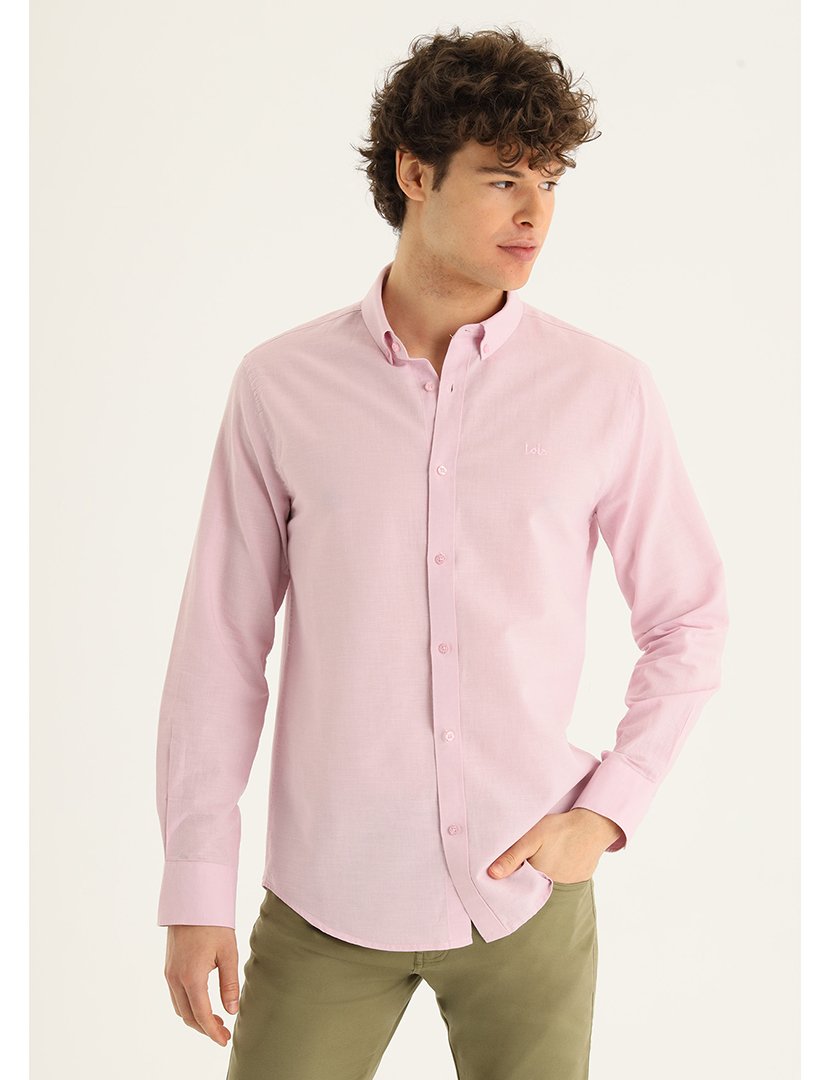 Camisa Linho Homem Rosa