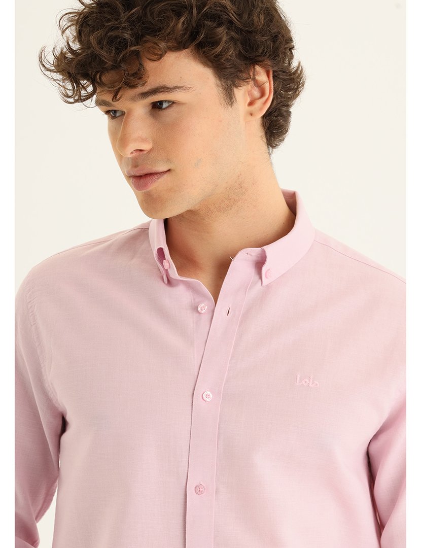 Camisa Linho Homem Rosa