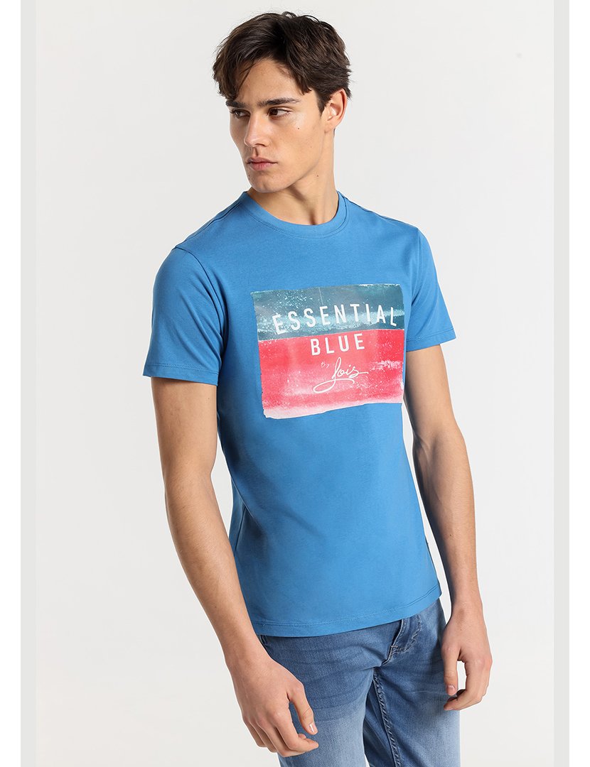T-Shirt Homem com Estampado Azul