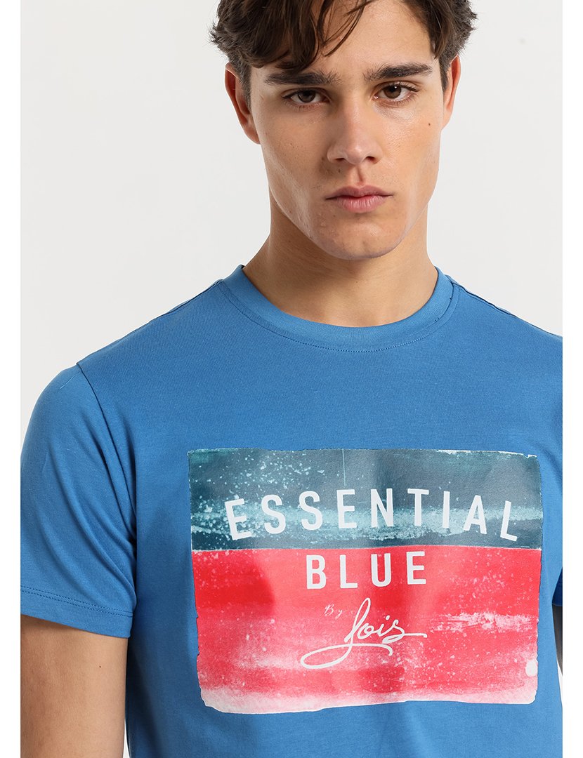 T-Shirt Homem com Estampado Azul