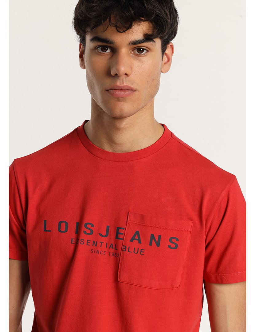 T-Shirt com bolso Homem Vermelho