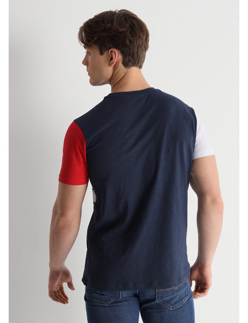 T-Shirt Homem Estilo Vintage Azul Escuro