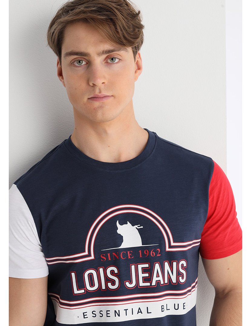 T-Shirt Homem Estilo Vintage Azul Escuro