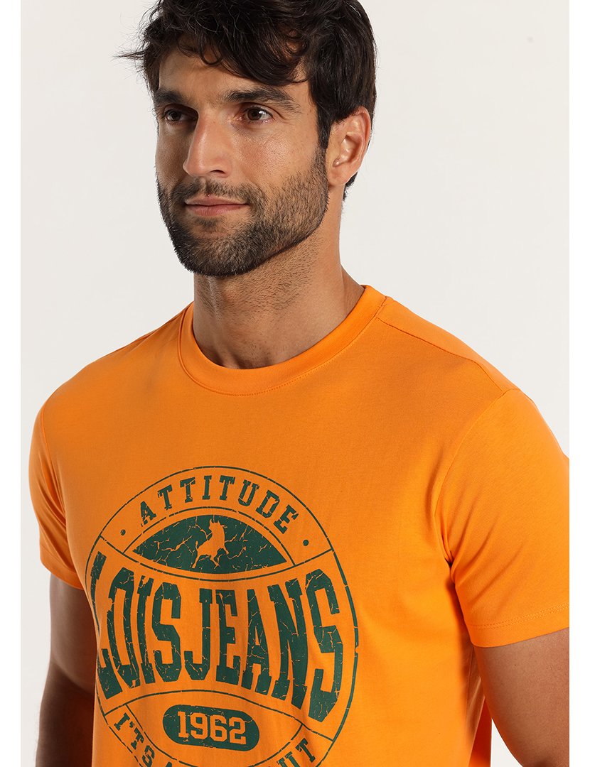 T-Shirt Homem com Estampado Laranja