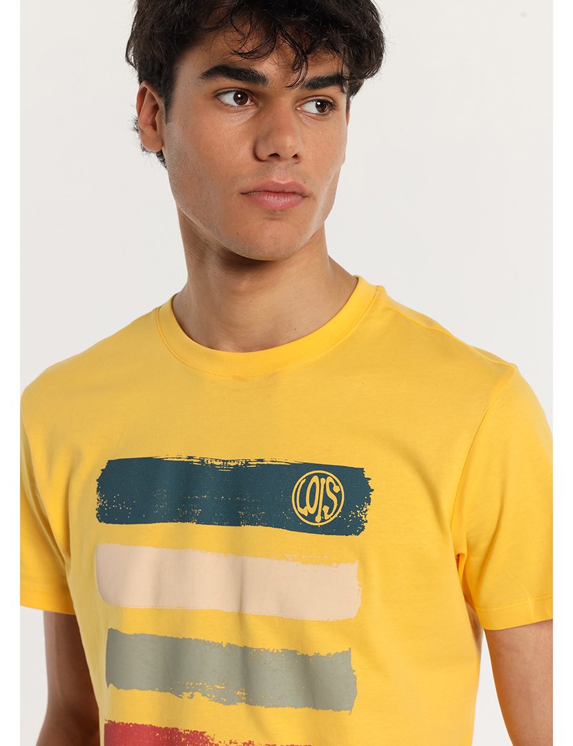 T-Shirt Homem com Estampado Amarelo