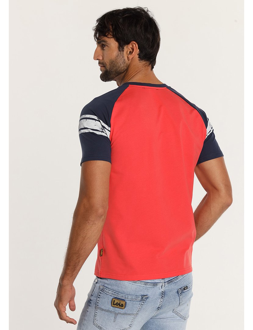 T-Shirt Homem Vermelho e Azul