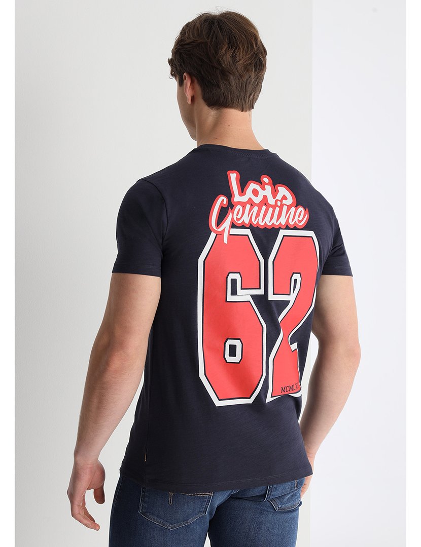 T-Shirt Homem com Estampado 62 Azul Escuro