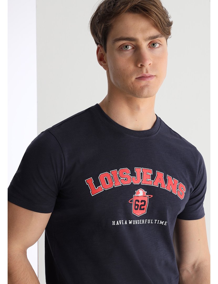 T-Shirt Homem com Estampado 62 Azul Escuro