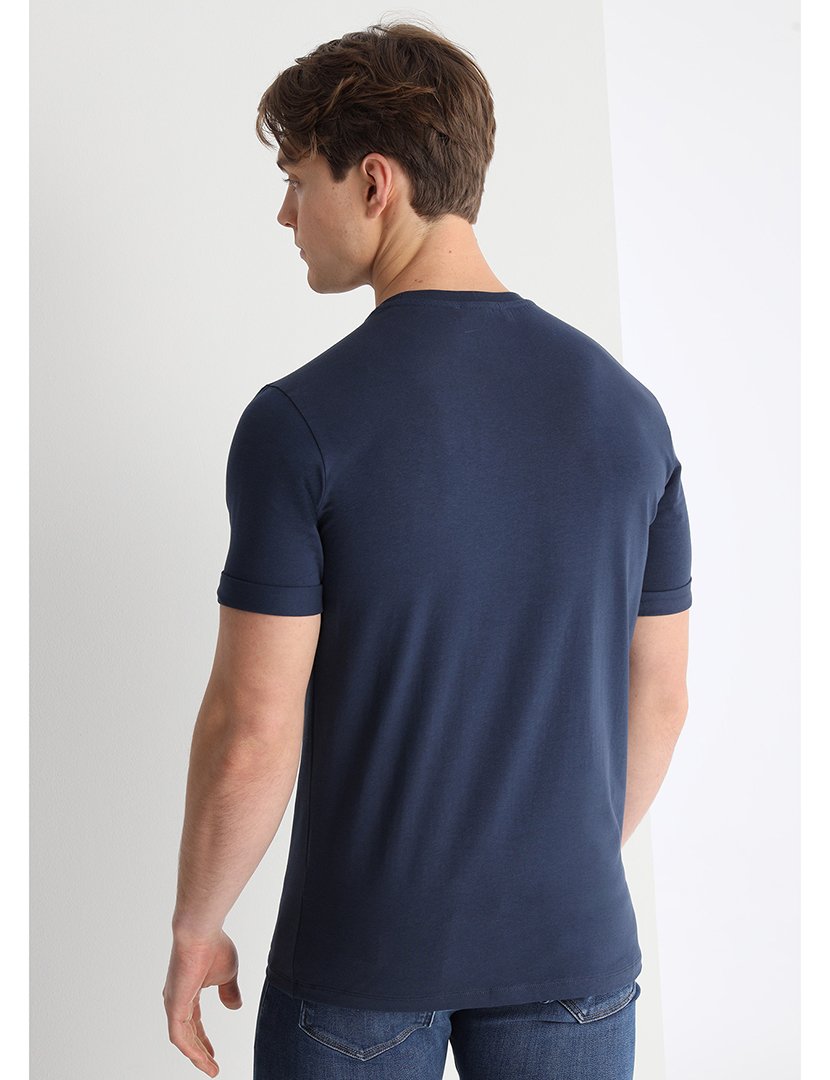 T-Shirt Homem com Estampado Dólar Azul Escuro