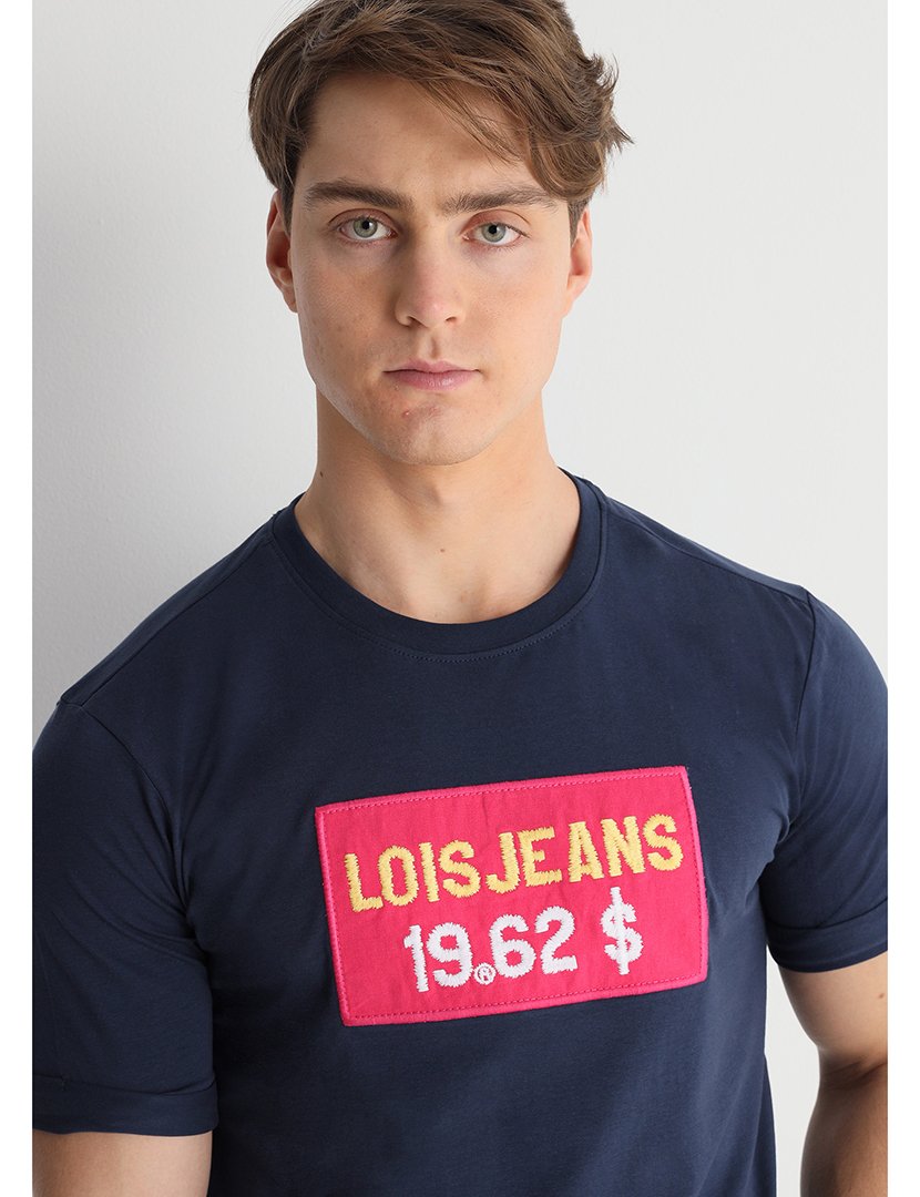 T-Shirt Homem com Estampado Dólar Azul Escuro