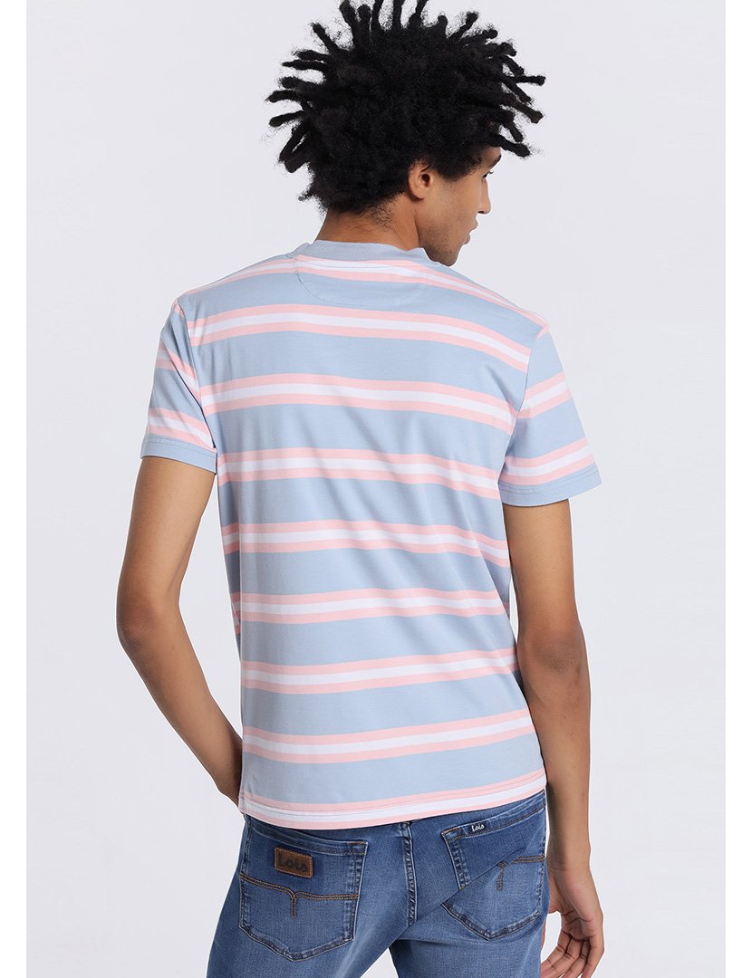 T-Shirt Homem Azul e Rosa