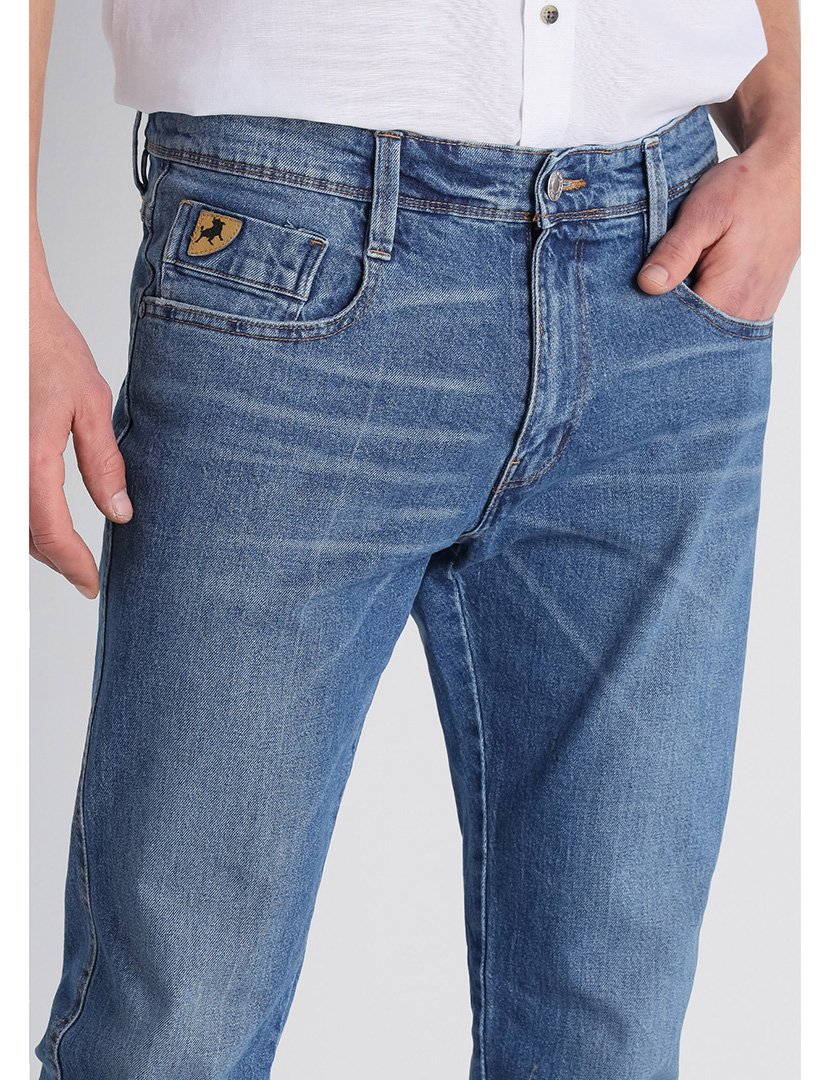 Calças Ganga Homem Slim Fit Cintura Média Azul