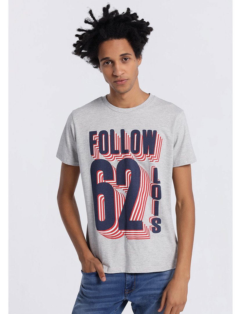 T-Shirt Homem com Estampado Cinzento