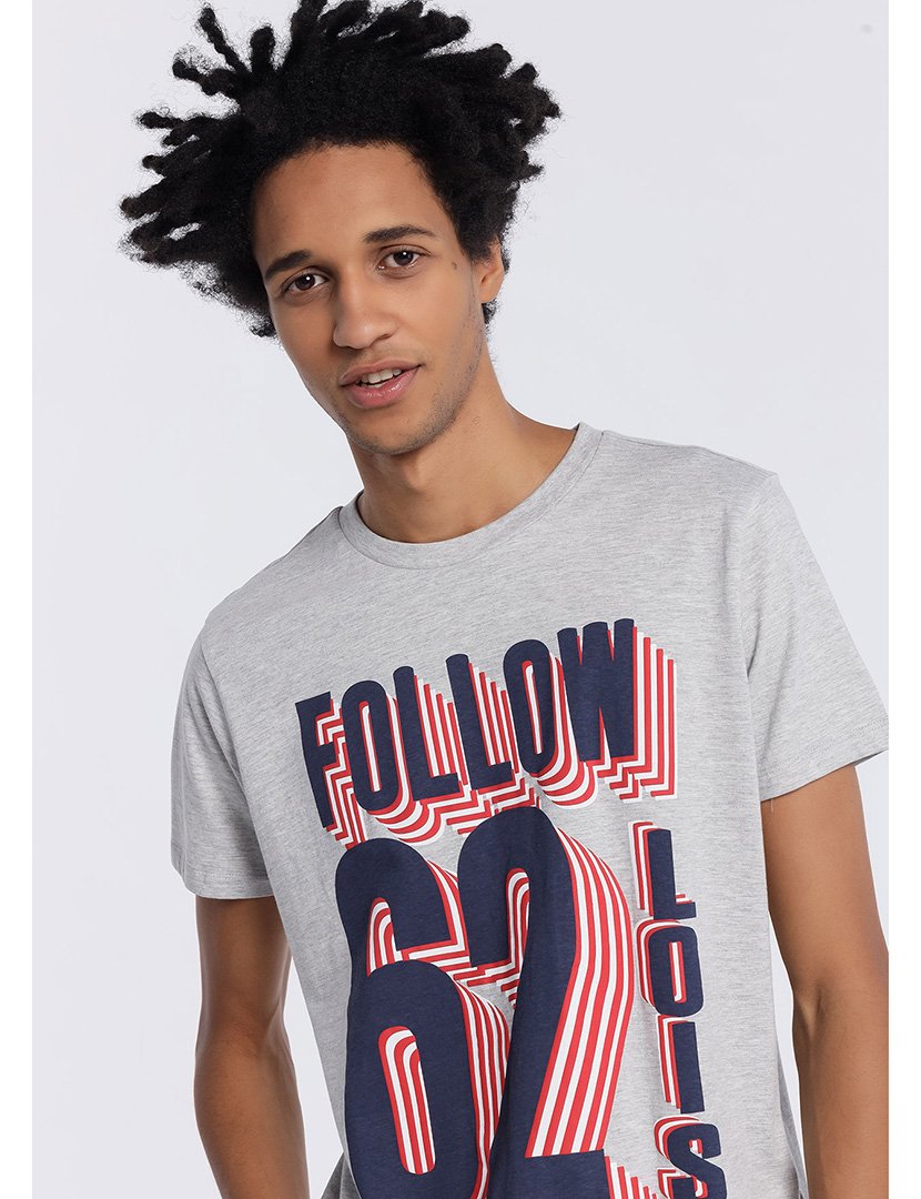 T-Shirt Homem com Estampado Cinzento