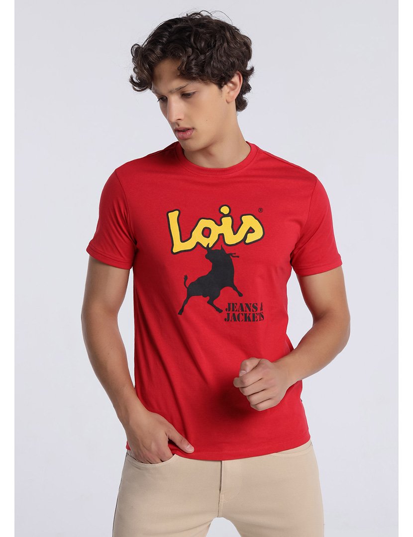 T-Shirt Homem com Estampado Vermelho