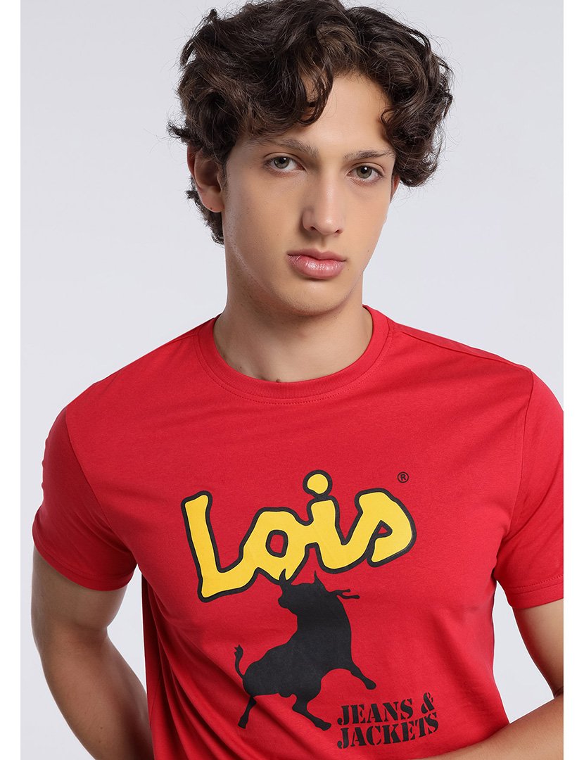 T-Shirt Homem com Estampado Vermelho