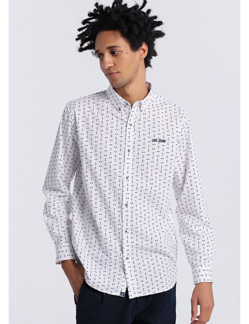 Camisa Homem com Detalhes Branco e Preto