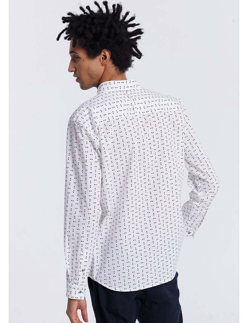 Camisa Homem com Detalhes Branco e Preto