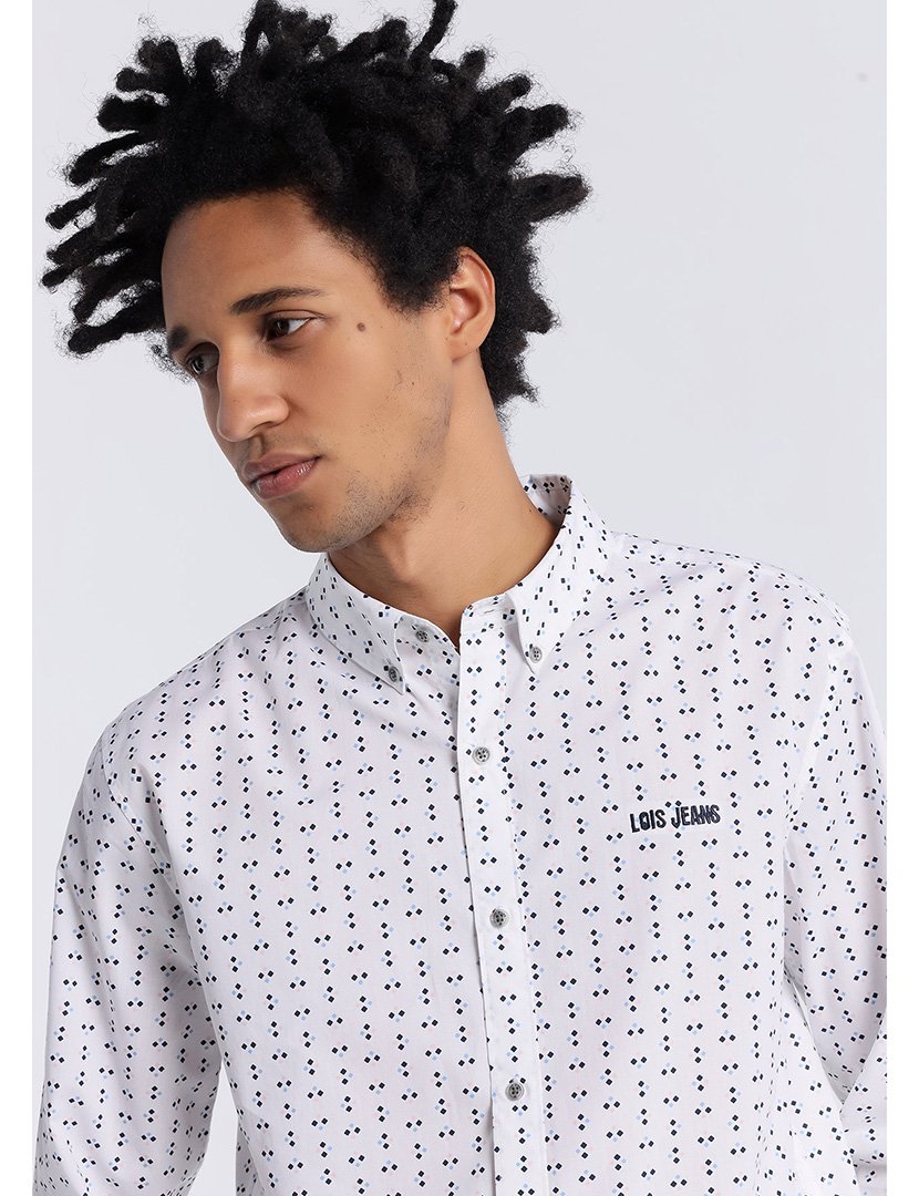 Camisa Homem com Detalhes Branco e Preto