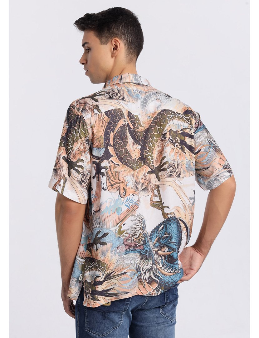 Camisa Manga Curta Homem com Estampado Multicolorido