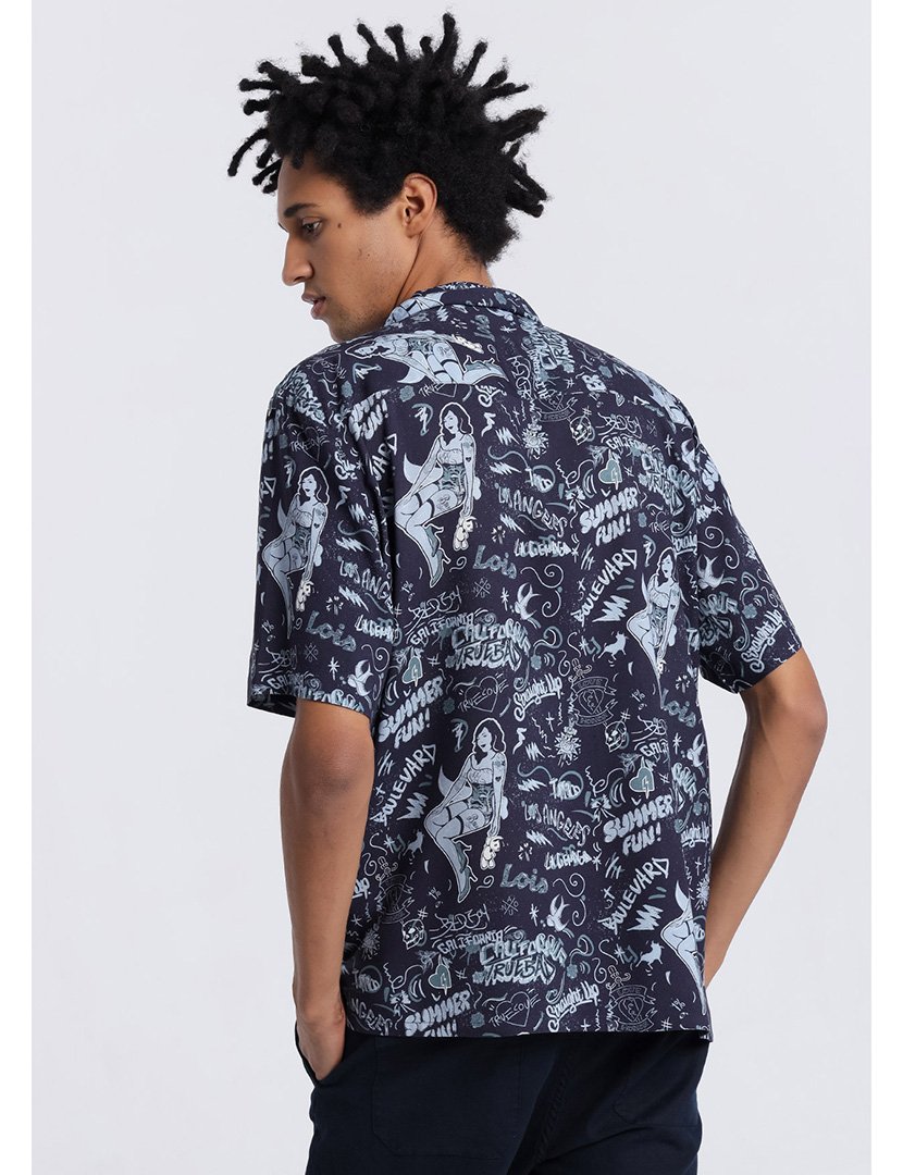 Camisa Manga Curta Homem com Estampado Multicolorido