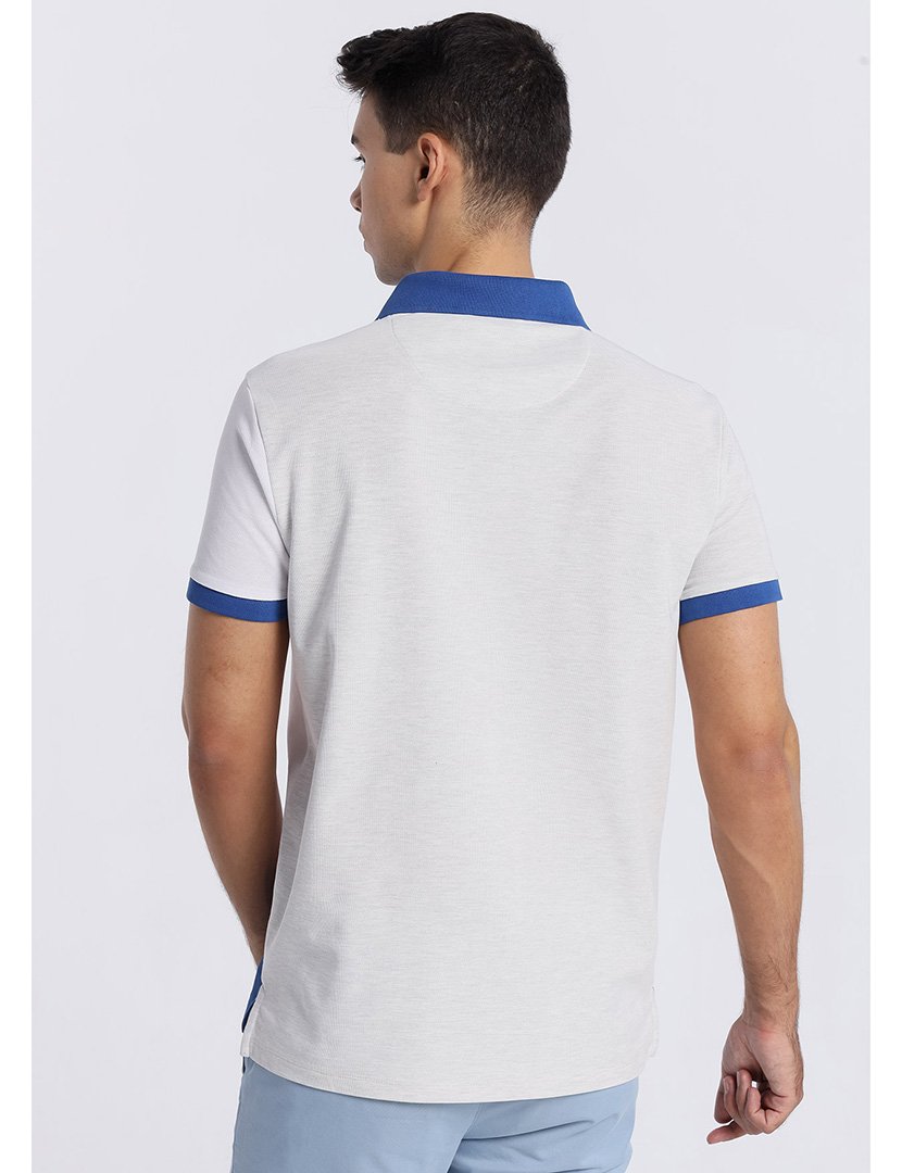 Pólo Homem Cinzento e Azul