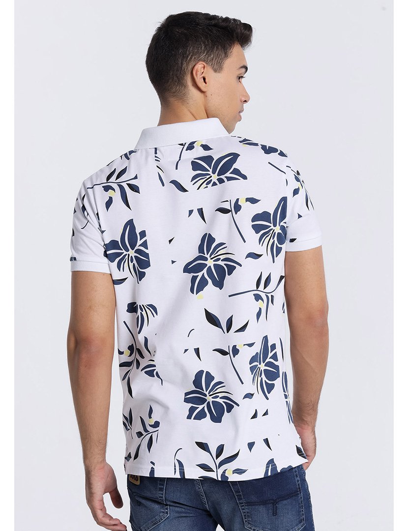 Pólo Homem com Estampado Branco