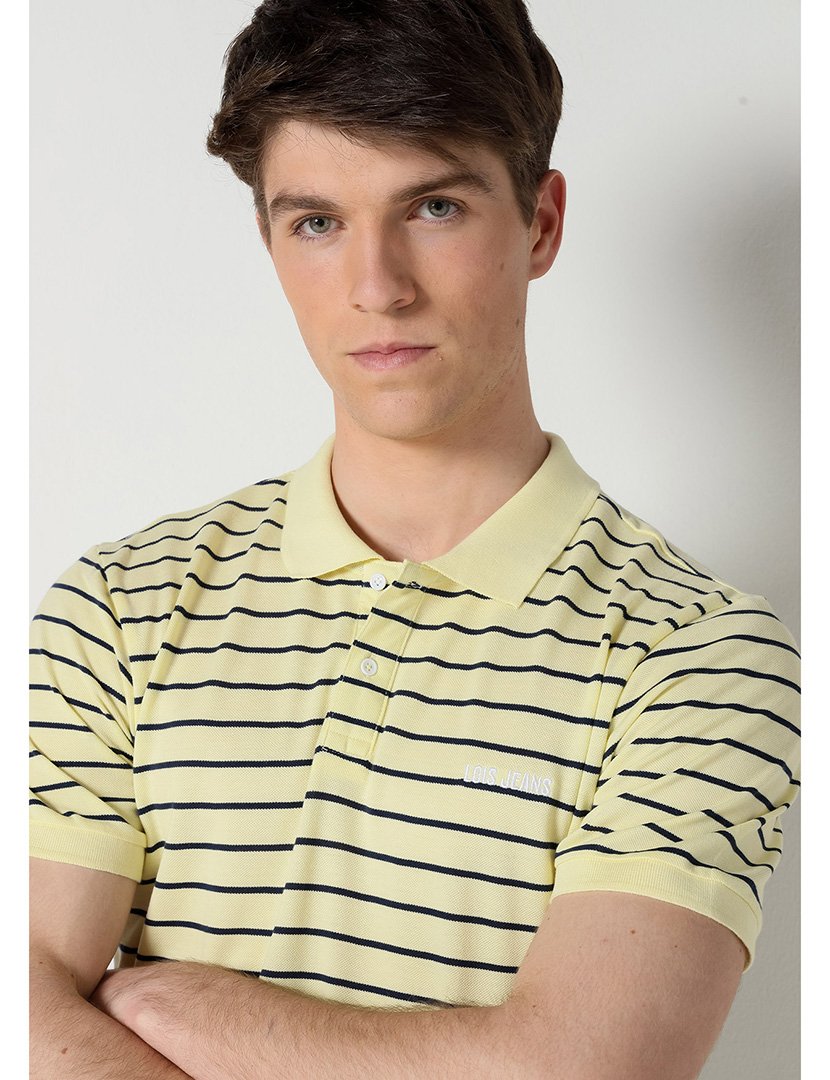 Pólo Homem com Listras Amarelo e Preto