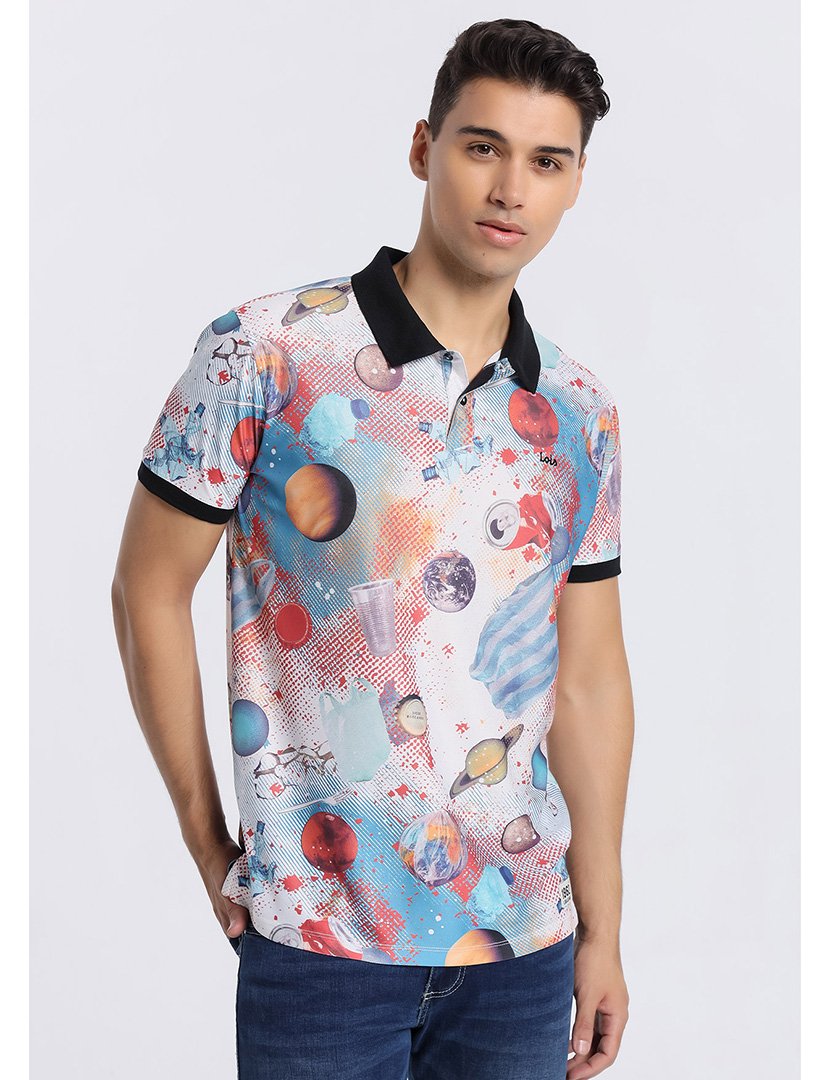 Pólo Homem com Estampado Multicolorido