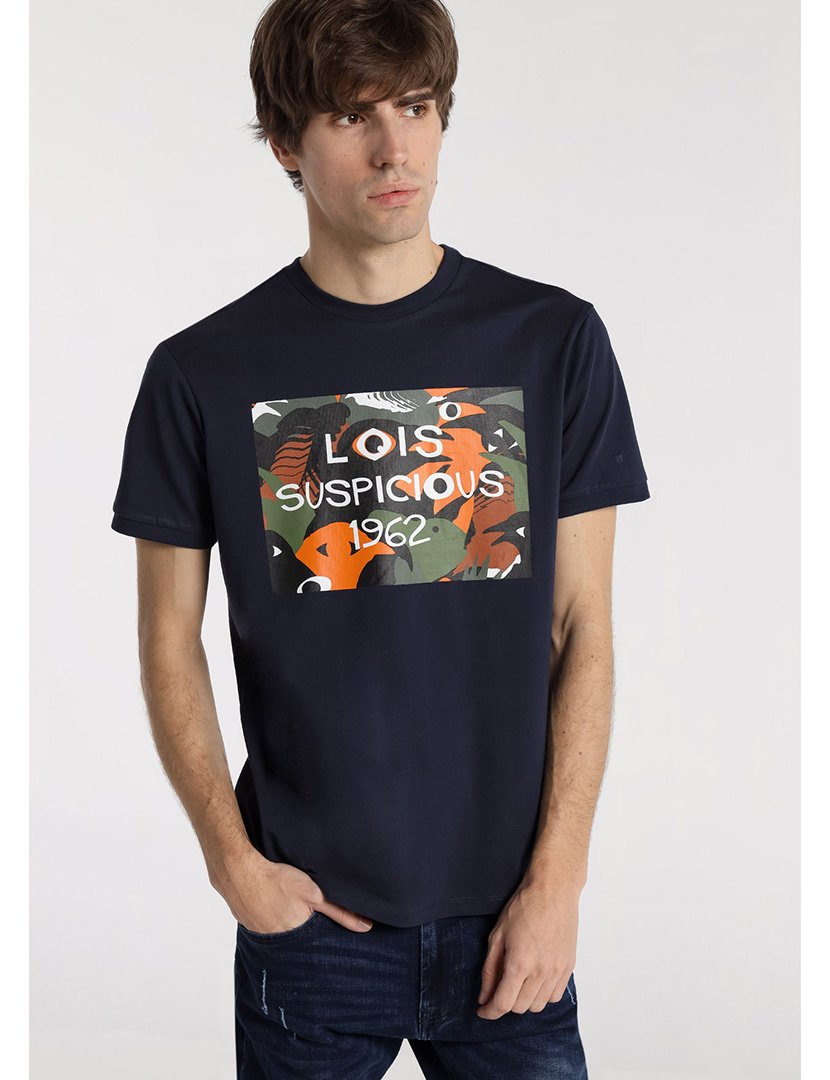 T-Shirt Homem com Estampado Azul