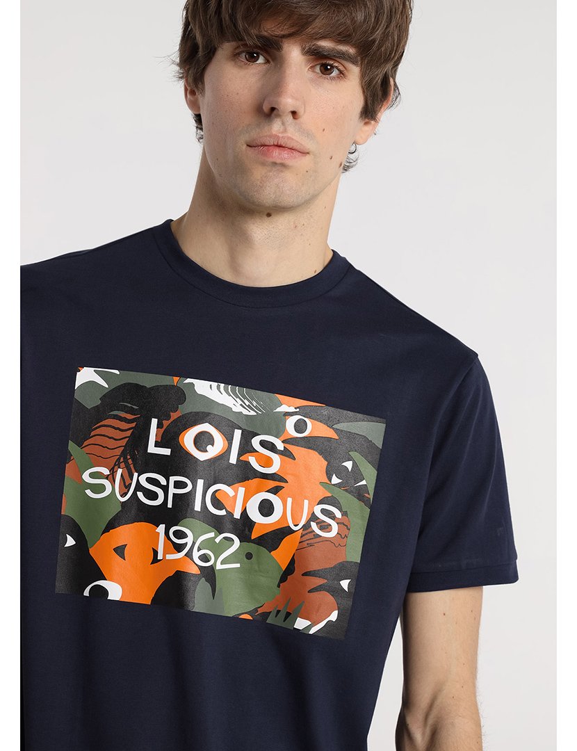 T-Shirt Homem com Estampado Azul