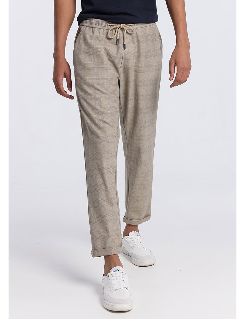 Calças Chino Homem Slim Fit Cintura Média Castanho