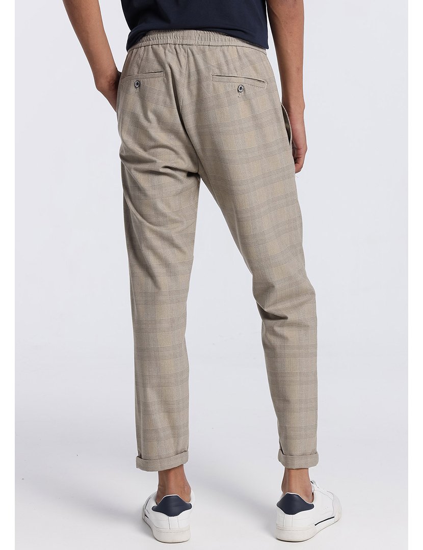 Calças Chino Homem Slim Fit Cintura Média Castanho