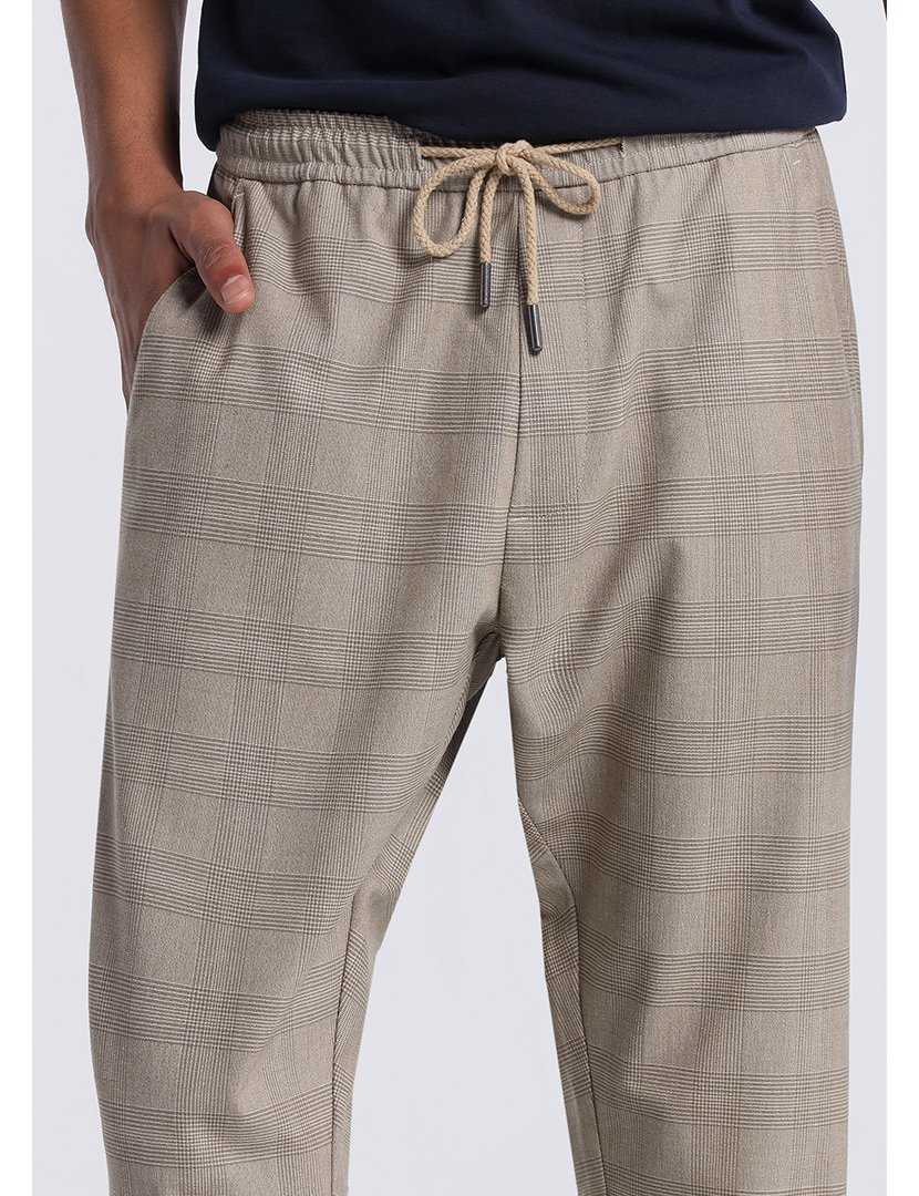 Calças Chino Homem Slim Fit Cintura Média Castanho