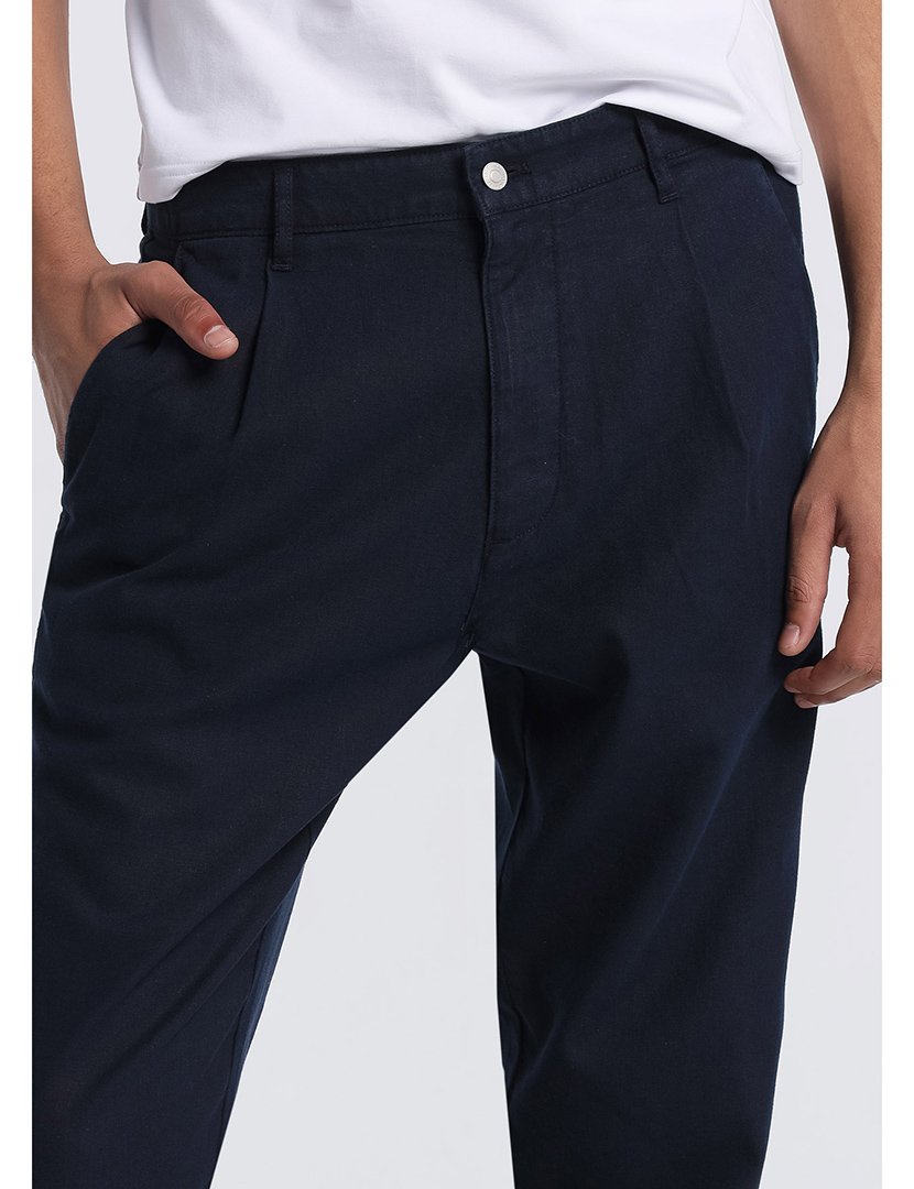 Calças Chino Homem Regular Fit Cintura Média Azul