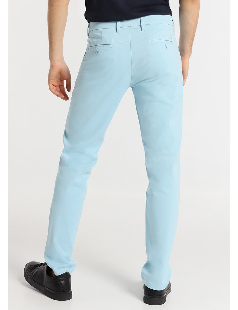 Calças Chino Homem Regular Fit Cintura Média Azul Claro