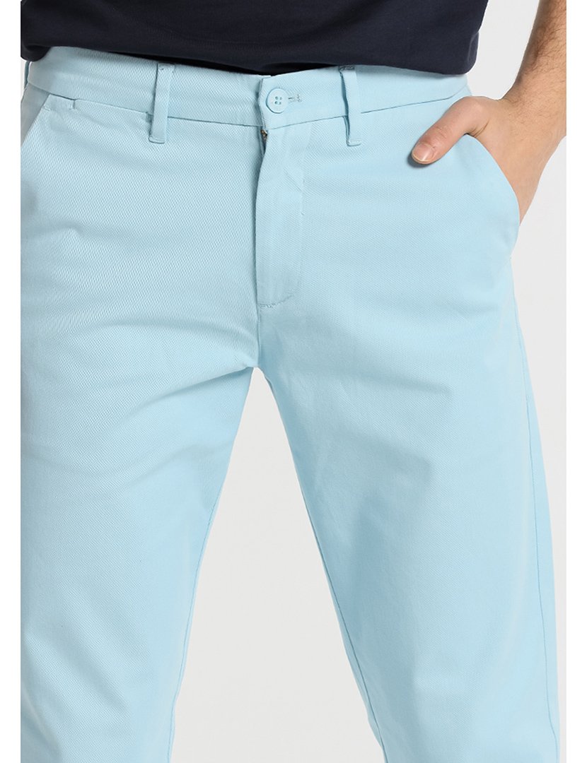 Calças Chino Homem Regular Fit Cintura Média Azul Claro