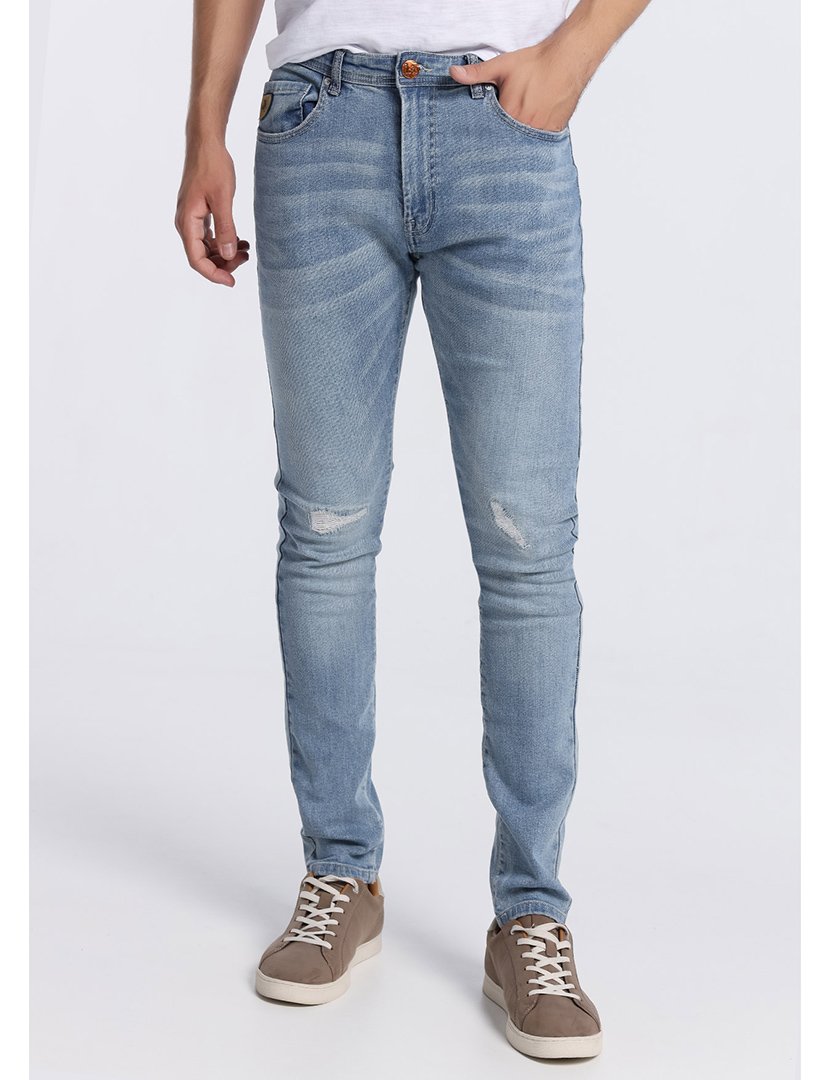 Calças Ganga Homem Skinny Cintura Média Azul