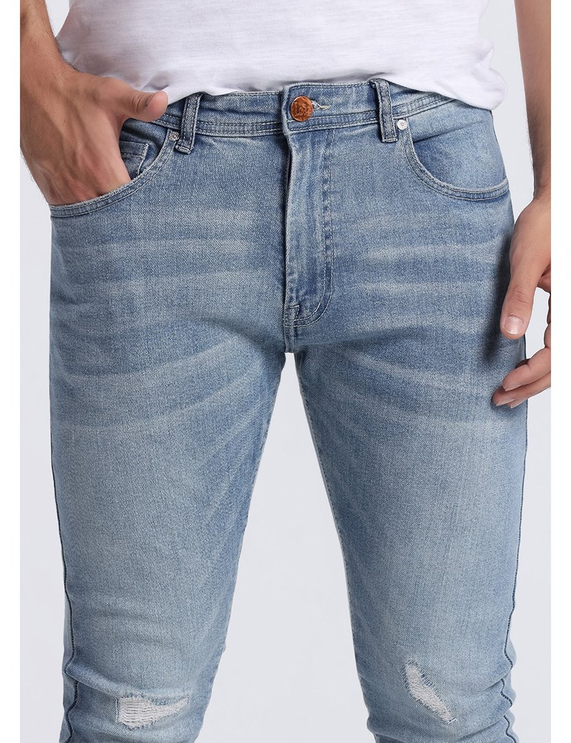 Calças Ganga Homem Skinny Cintura Média Azul